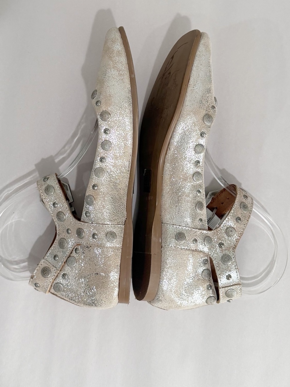 FREE PEOPLE Mystic Mary Jane Flats Champagne Studded Festival Size 38 - Picture 8 of 14